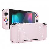 eXtremeRate Cherry Blossoms Pink Petals Back Plate for Nintendo Switch Console, NS Joycon Handheld Controller Housing with Colorful Buttons, DIY Replacement Shell for Nintendo Switch - QT111