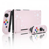 eXtremeRate Cherry Blossoms Pink Petals Back Plate for Nintendo Switch Console, NS Joycon Handheld Controller Housing with Colorful Buttons, DIY Replacement Shell for Nintendo Switch - QT111