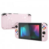 eXtremeRate Cherry Blossoms Pink Petals Back Plate for Nintendo Switch Console, NS Joycon Handheld Controller Housing with Colorful Buttons, DIY Replacement Shell for Nintendo Switch - QT111