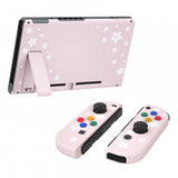 eXtremeRate Cherry Blossoms Pink Petals Back Plate for Nintendo Switch Console, NS Joycon Handheld Controller Housing with Colorful Buttons, DIY Replacement Shell for Nintendo Switch - QT111