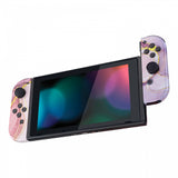 eXtremeRate Back Plate for Nintendo Switch Console, NS Joycon Handheld Controller Housing with Full Set Buttons, Cosmic Pink Gold Marble Effect DIY Replacement Shell for Nintendo Switch - QT115