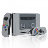 eXtremeRate Soft Touch Grip Back Plate for Nintendo Switch Console, NS Joycon Handheld Controller Housing with Buttons, DIY Replacement Shell for Nintendo Switch - SFC SNES Classic EU - QT118