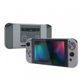 eXtremeRate Soft Touch Grip Back Plate for Nintendo Switch Console, NS Joycon Handheld Controller Housing with Buttons, DIY Replacement Shell for Nintendo Switch - SFC SNES Classic EU - QT118