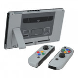 eXtremeRate Soft Touch Grip Back Plate for Nintendo Switch Console, NS Joycon Handheld Controller Housing with Buttons, DIY Replacement Shell for Nintendo Switch - SFC SNES Classic EU - QT118