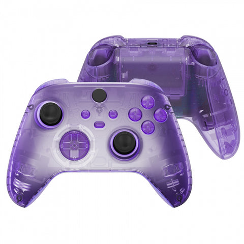 eXtremeRate Clear Atomic Purple Controller Full Set Housing Shell Case w/ Buttons for Xbox Series X/S, Custom Replacement Side Rails Front Back Plate Cover for Xbox Series S & Xbox Series X Controller - QX3M505