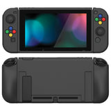 PlayVital ZealProtect Soft Protective Case for Nintendo Switch, Flexible Cover Protector for Nintendo Switch with Tempered Glass Screen Protector & Thumb Grip Caps & ABXY Direction Button Caps - Black - RNSYM5001