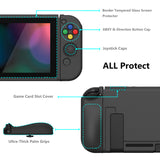 PlayVital ZealProtect Soft Protective Case for Nintendo Switch, Flexible Cover Protector for Nintendo Switch with Tempered Glass Screen Protector & Thumb Grip Caps & ABXY Direction Button Caps - Black - RNSYM5001