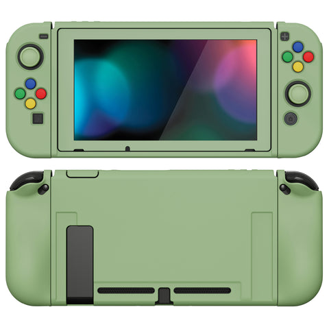 PlayVital ZealProtect Soft Protective Case for Nintendo Switch, Flexible Cover Protector for Nintendo Switch with Tempered Glass Screen Protector & Thumb Grip Caps & ABXY Direction Button Caps - Matcha Green - RNSYM5006