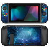 PlayVital ZealProtect Soft Protective Case for Nintendo Switch, Flexible Cover Protector for Nintendo Switch with Tempered Glass Screen Protector & Thumb Grip Caps & ABXY Direction Button Caps - Blue Nebula - RNSYV6002