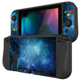 PlayVital ZealProtect Soft Protective Case for Nintendo Switch, Flexible Cover Protector for Nintendo Switch with Tempered Glass Screen Protector & Thumb Grip Caps & ABXY Direction Button Caps - Blue Nebula - RNSYV6002