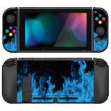 PlayVital ZealProtect Soft Protective Case for Nintendo Switch, Flexible Cover Protector for Nintendo Switch with Tempered Glass Screen Protector & Thumb Grip Caps & ABXY Direction Button Caps - Blue Flame - RNSYV6003