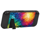 PlayVital ZealProtect Soft Protective Case for Nintendo Switch, Flexible Cover Protector for Nintendo Switch with Tempered Glass Screen Protector & Thumb Grip Caps & ABXY Direction Button Caps - Colorful Triangle - RNSYV6005