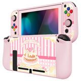 PlayVital ZealProtect Soft Protective Case for Nintendo Switch, Flexible Cover Protector for Nintendo Switch with Tempered Glass Screen Protector & Thumb Grip Caps & ABXY Direction Button Caps - Rose Cake - RNSYV6006