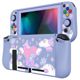PlayVital ZealProtect Soft Protective Case for Nintendo Switch, Flexible Cover Protector for Nintendo Switch with Tempered Glass Screen Protector & Thumb Grip Caps & ABXY Direction Button Caps - Fantasy Bunny & Bear - RNSYV6010