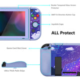 PlayVital ZealProtect Soft Protective Case for Nintendo Switch, Flexible Cover Protector for Nintendo Switch with Tempered Glass Screen Protector & Thumb Grip Caps & ABXY Direction Button Caps - Pouring Starry - RNSYV6012