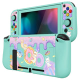 PlayVital ZealProtect Soft Protective Case for Nintendo Switch, Flexible Cover Protector for Nintendo Switch with Tempered Glass Screen Protector & Thumb Grip Caps & ABXY Direction Button Caps - Donut Odyssey - RNSYV6013