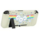 PlayVital ZealProtect Soft Protective Case for Nintendo Switch, Flexible Cover Protector for Nintendo Switch with Tempered Glass Screen Protector & Thumb Grip Caps & ABXY Direction Button Caps - Rainbow on Cloud - RNSYV6016