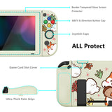 PlayVital ZealProtect Soft Protective Case for Nintendo Switch, Flexible Cover Protector for Nintendo Switch with Tempered Glass Screen Protector & Thumb Grip Caps & ABXY Direction Button Caps - Squirrel with Acorn - RNSYV6017