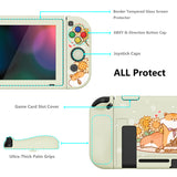 PlayVital ZealProtect Soft Protective Case for Nintendo Switch, Flexible Cover Protector for Nintendo Switch with Tempered Glass Screen Protector & Thumb Grip Caps & ABXY Direction Button Caps - Hamster & Sunflower - RNSYV6018