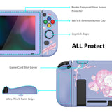 PlayVital ZealProtect Soft Protective Case for Nintendo Switch, Flexible Cover Protector for Nintendo Switch with Tempered Glass Screen Protector & Thumb Grip Caps & ABXY Direction Button Caps - Lovely Bunny - RNSYV6022