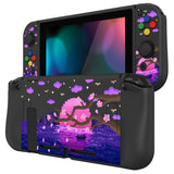 PlayVital ZealProtect Soft Protective Case for Nintendo Switch, Flexible Cover Protector for Nintendo Switch with Tempered Glass Screen Protector & Thumb Grip Caps & ABXY Direction Button Caps - Pixel Moon Night - RNSYV6023