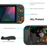 PlayVital ZealProtect Soft Protective Case for Nintendo Switch, Flexible Cover Protector for Nintendo Switch with Tempered Glass Screen Protector & Thumb Grip Caps & ABXY Direction Button Caps - Halloween Candy Night - RNSYV6028