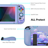 PlayVital ZealProtect Soft Protective Case for Nintendo Switch, Flexible Cover Protector for Nintendo Switch with Tempered Glass Screen Protector & Thumb Grip Caps & ABXY Direction Button Caps - Whale in Dream - RNSYV6034