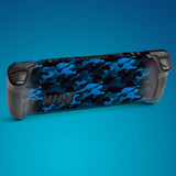 PlayVital Full Set Protective Skin Decal for Steam Deck, Custom Stickers Vinyl Cover for Steam Deck Handheld Gaming PC - Black Blue Camouflage - SDTM013