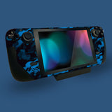 PlayVital Full Set Protective Skin Decal for Steam Deck, Custom Stickers Vinyl Cover for Steam Deck Handheld Gaming PC - Black Blue Camouflage - SDTM013