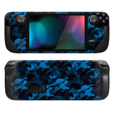 PlayVital Full Set Protective Skin Decal for Steam Deck, Custom Stickers Vinyl Cover for Steam Deck Handheld Gaming PC - Black Blue Camouflage - SDTM013