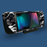 PlayVital Full Set Protective Skin Decal for Steam Deck, Custom Stickers Vinyl Cover for Steam Deck Handheld Gaming PC - Black White Camouflage - SDTM014