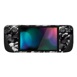 PlayVital Full Set Protective Skin Decal for Steam Deck, Custom Stickers Vinyl Cover for Steam Deck Handheld Gaming PC - Black White Camouflage - SDTM014