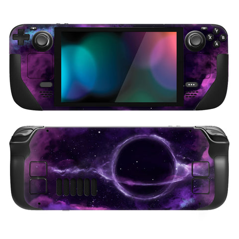 PlayVital Full Set Protective Skin Decal for Steam Deck, Custom Stickers Vinyl Cover for Steam Deck Handheld Gaming PC - Purple Deep Space - SDTM020