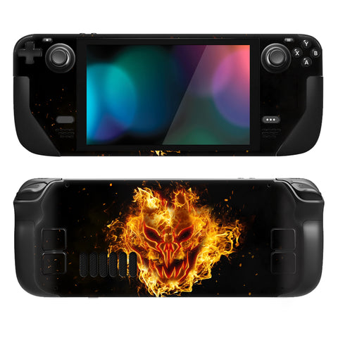 PlayVital Full Set Protective Skin Decal for Steam Deck, Custom Stickers Vinyl Cover for Steam Deck Handheld Gaming PC - Fire Demons - SDTM022