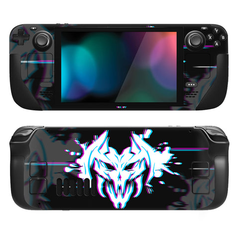 PlayVital Full Set Protective Skin Decal for Steam Deck LCD, Custom Stickers Vinyl Cover for Steam Deck OLED - Glitch Demons - SDTM023