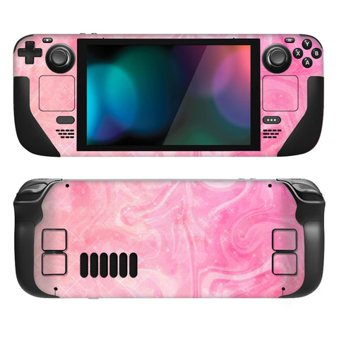 PlayVital Full Set Protective Skin Decal for Steam Deck, Custom Stickers Vinyl Cover for Steam Deck Handheld Gaming PC - Psychedelic Pink - SDTM027