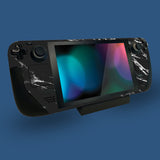 PlayVital Full Set Protective Skin Decal for Steam Deck, Custom Stickers Vinyl Cover for Steam Deck Handheld Gaming PC - Modern Black Marble - SDTM029