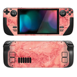 PlayVital Full Set Protective Skin Decal for Steam Deck LCD, Custom Stickers Vinyl Cover for Steam Deck OLED - Pastel Red Marble - SDTM033