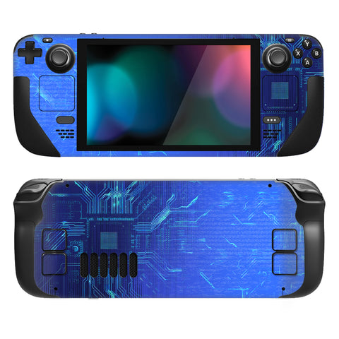 PlayVital Full Set Protective Skin Decal for Steam Deck LCD, Custom Stickers Vinyl Cover for Steam Deck OLED - Blue Light Graphic - SDTM038
