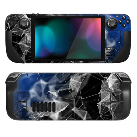 PlayVital Full Set Protective Skin Decal for Steam Deck LCD, Custom Stickers Vinyl Cover for Steam Deck OLED - 3D Polygon - SDTM041
