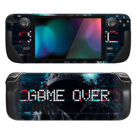 PlayVital Full Set Protective Skin Decal for Steam Deck LCD, Custom Stickers Vinyl Cover for Steam Deck OLED - Game Over Hacker - SDTM043