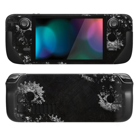 PlayVital Full Set Protective Skin Decal for Steam Deck LCD, Custom Stickers Vinyl Cover for Steam Deck OLED - Gears & Scratches - SDTM049