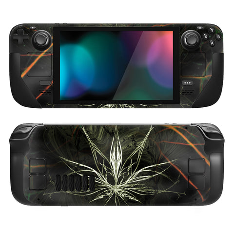 PlayVital Full Set Protective Skin Decal for Steam Deck LCD, Custom Stickers Vinyl Cover for Steam Deck OLED - illusory Leaf - SDTM054