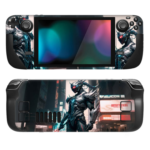 PlayVital Full Set Protective Skin Decal for Steam Deck LCD, Custom Stickers Vinyl Cover for Steam Deck OLED - Cyber Ninja - SDTM064