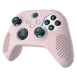 PlayVital Pink 3D Studded Edition Anti-slip Silicone Cover Skin for Xbox Series X Controller, Soft Rubber Case Protector for Xbox Series S Controller with 6 Black Thumb Grip Caps - SDX3005