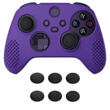 PlayVital Purple 3D Studded Edition Anti-slip Silicone Cover Skin for Xbox Series X Controller, Soft Rubber Case Protector for Xbox Series S Controller with 6 Black Thumb Grip Caps - SDX3007