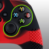 PlayVital Red & Black 3D Studded Edition Anti-slip Silicone Cover Skin for Xbox Series X Controller, Soft Rubber Case Protector for Xbox Series S Controller with 6 Black Thumb Grip Caps - SDX3016