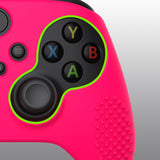 PlayVital Bright Pink 3D Studded Edition Anti-slip Silicone Cover Skin for Xbox Series X Controller, Soft Rubber Case Protector for Xbox Series S Controller with 6 Black Thumb Grip Caps - SDX3019