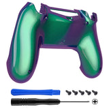 eXtremeRate Green and Purple Bottom Shell, Chameleon Back Housing Case Cover, Game Improvement Replacement Parts for PS4 Slim Pro Controller JDM-040, JDM-050 and JDM-055 - SP4BP02