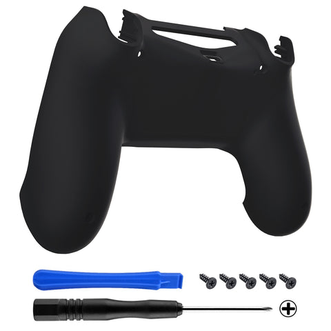 eXtremeRate Black Bottom Shell, Soft Touch Back Housing Case Cover, Game Improvement Replacement Parts for PS4 Slim Pro Controller JDM-040, JDM-050 and JDM-055 - SP4BP09